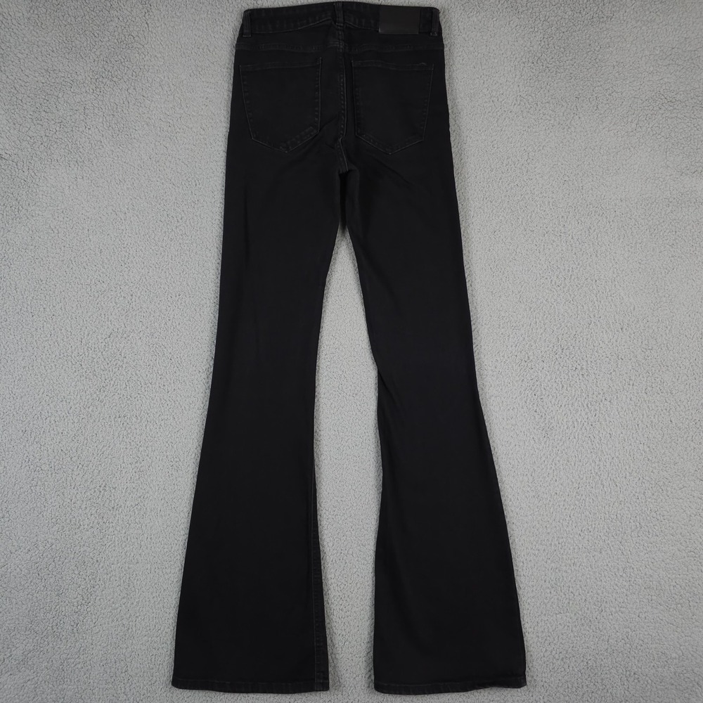Zara Z1975 Jeans Womens 36 US 4 Black Flare Stretch Denim Dark Wash Boho 26x35 - Picture 2 of 12